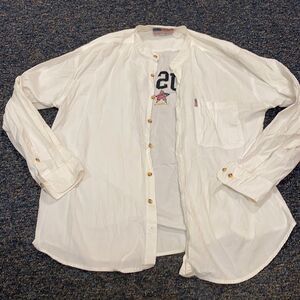 Double Impact White U.S.A. Button Down Shirt sz.XL